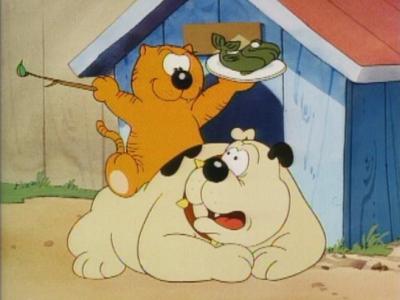 Heathcliff teases dog