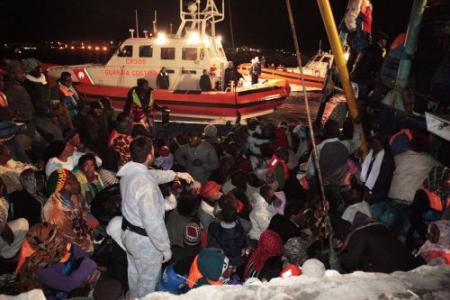 Boten vol vluchtelingen geland op Lampedusa