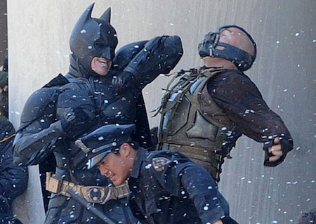 The Dark Knight Rises: setfoto met Batman en Bane
