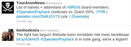 Twiter: #operationpayback n.a.v. Brein vs. Xs4all/Ziggo
