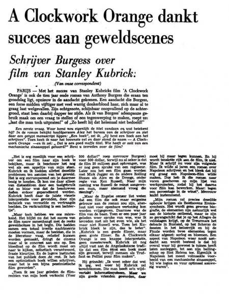 Recensie A Clockwork Orange Leeuwarder Courant 23-06-1972