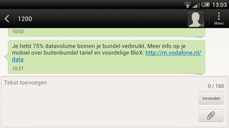Vodafone stuurt foutief SMS'je met melding over databundel.