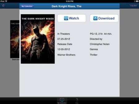 The Dark Knight Rises in de Flixster-app