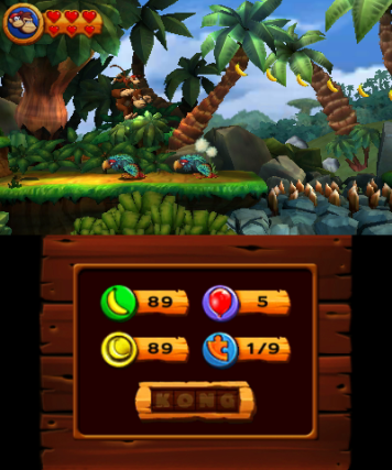Donkey Kong Country Returns 3DS 3 hartjes