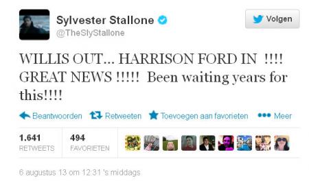 Sly Stallone op Twitter