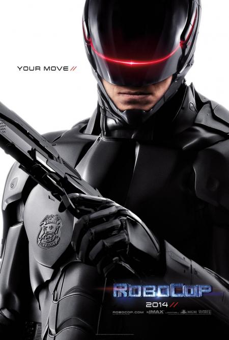 Filmposter: Robocop met zwart pak
