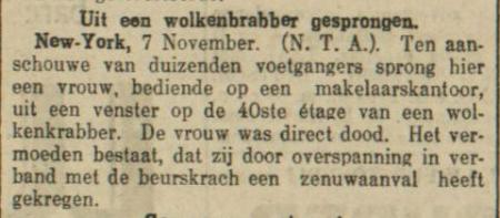Uit De Leeuwarder Courant van 8 november 1929