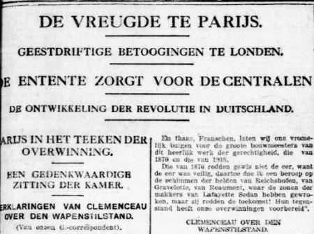 Uit de Telegraaf van 12 november 1918