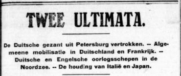 Uit de Telegraaf van 2 augustus 1914