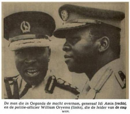 Oryema en Amin (Uit het Nieuwsblad van het Noorden van 26 januari 1971)