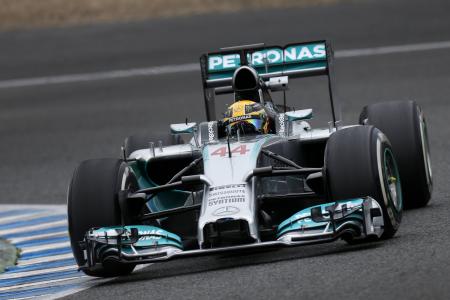 Hamilton in actie in Jerez (Foto: Mercedes Formula One Team)