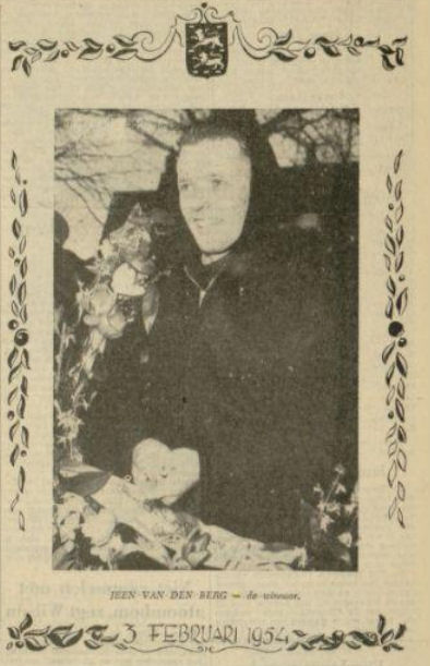 Winnaar Jeen van den Berg (Leeuwarder Courant 3 februari 1954)