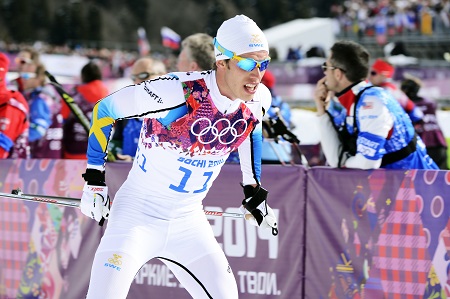 De Zweedse slotloper Marcus Hellner, hier op weg naar zilver op de skiatlon (Foto: PRO SHOTS/Bildbyran)