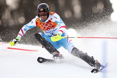 Mario Matt op weg naar goud op de slalom (PRO SHOTS/GEPA)
