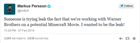 Minecraft-film tweet