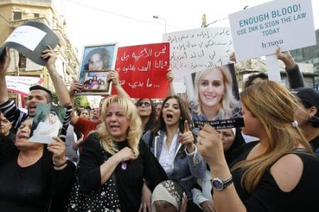 Libanezen protesteren tegen huiselijk geweld