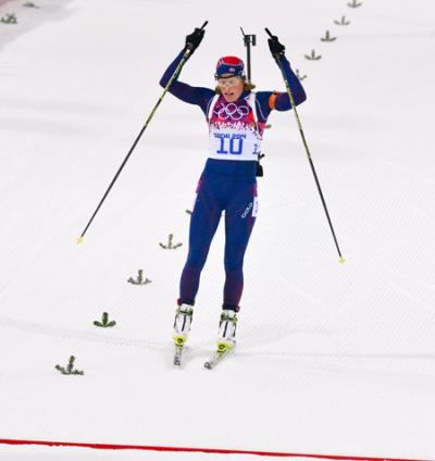Individueel lukte het niet, maar met de gemengde estafette won Berger toch olympisch goud in Sochi (Foto: PRO SHOTS/GEPA)