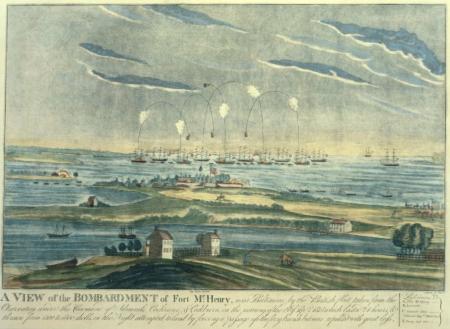 Fort McHenry onder vuur op 13/14-9-1814