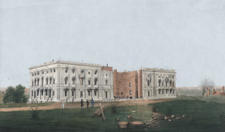 Het (nog niet voltooide) Capitool na de Oorlog van 1812