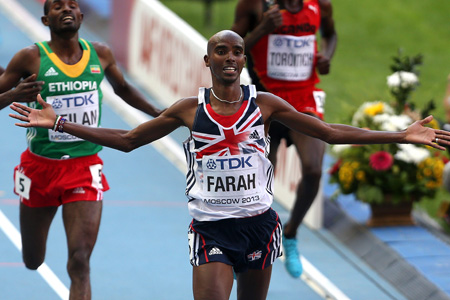 Farah neemt wraak op Jeilan, die hem in 2011 nog van de wereldtitel hield. Kan de Brit ook op zijn marathondebuut imponeren? (PRO SHOTS/GEPA)