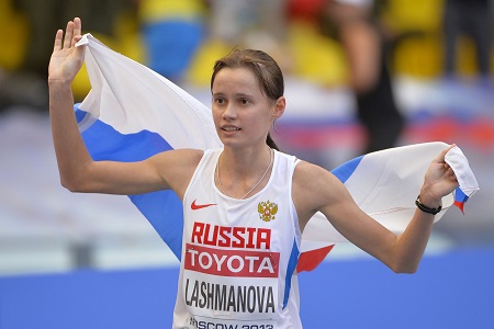 Lashmanova nadat ze vorig jaar in Moskou de wereldtitel pakte (PRO SHOTS/DPPI)
