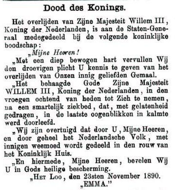 Uit de Leeuwarder Courant van 26 november 1890