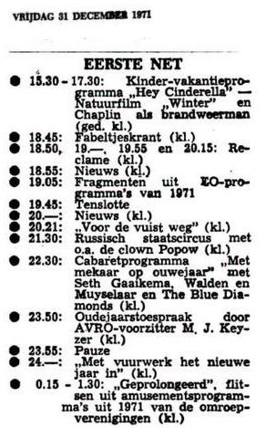 Het tv-programma van 31 december 1971