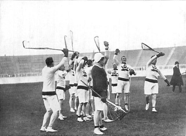 De Canadese lacrosseploeg viert het goud in 1908, na het winnen van de finale - en enige wedstrijd (Foto: WikiCommons)