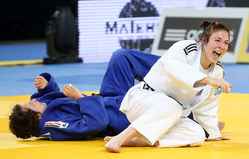 Tijdens het EK judo in Montpellier winnen Dex Elmont en Kim Polling (foto) een Europese titel (PRO SHOTS/Gepa)