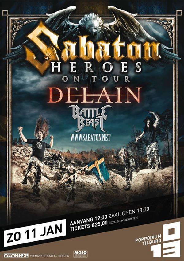 Sabaton 013 Heroes tour poster