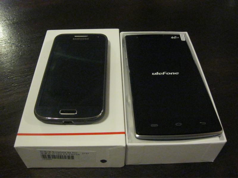 Ulefone Be Pro naast de Samsung S4 Mini