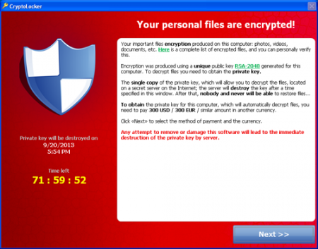 Cryptolocker ransomware