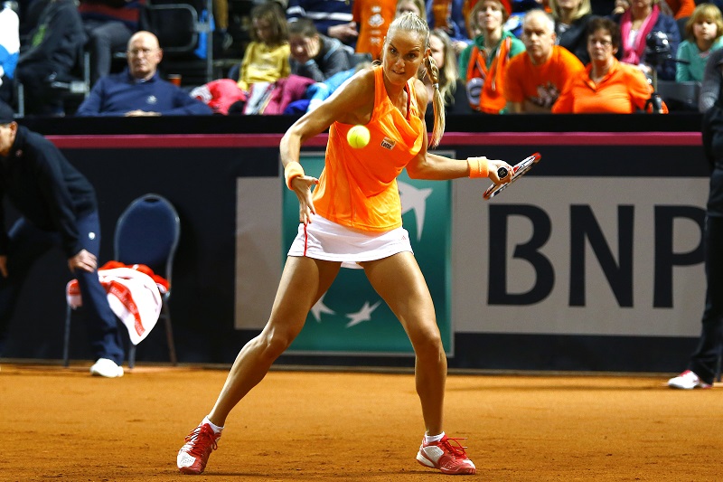 Rus in actie tijdens de Fed Cup-wedstrijd tegen Slowakije (PRO SHOTS/Peter Lous)