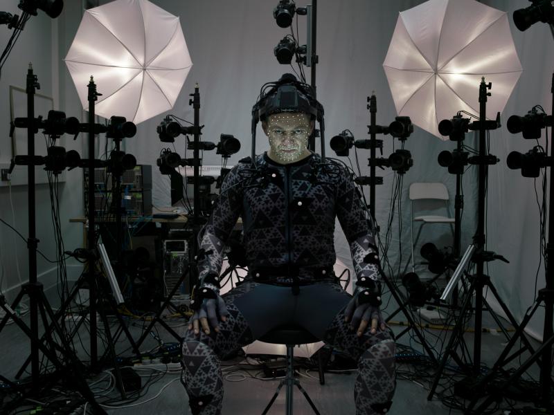 Andy Serkis in motion-capture gear
