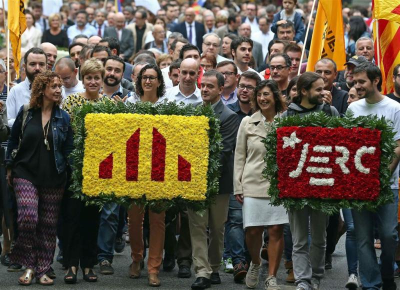 Massale betoging voor onafhankelijk Catalonië