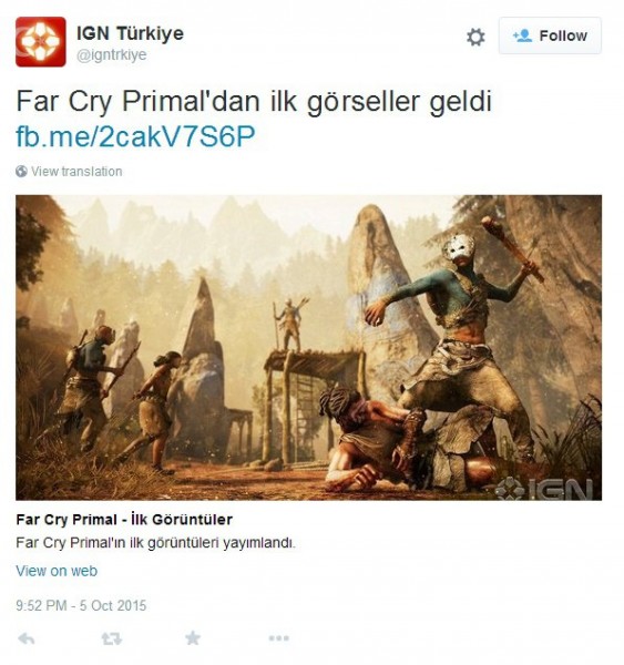 Ubisoft Far Cry Primal tweet