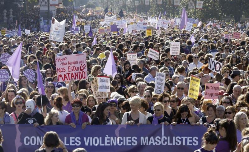 Demonstratie in Madrid tegen vrouwengeweld