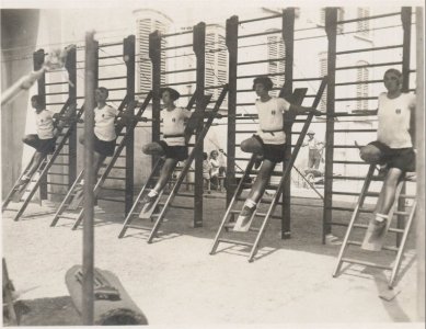 De 'meiden uit Pavia' tijdens de training in de aanloop naar de Spelen van 1928 (Foto: Società Ginnastica Pavense)