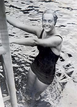 Ingeborg Sjöqvist tijdens de Spelen van 1936 (WikiCommons/Materialscientist)