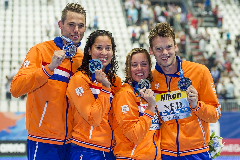 Na een zilveren medaille op de 4x50m vrij, viel de Nederlandse estafetteploeg opnieuw in de prijzen (Pro Shots/Insidephoto)