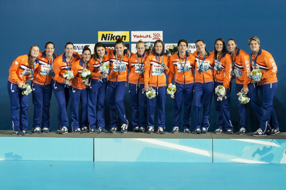 Het waterpoloteam met de zilveren medaille (Pro Shots / Insidefoto)