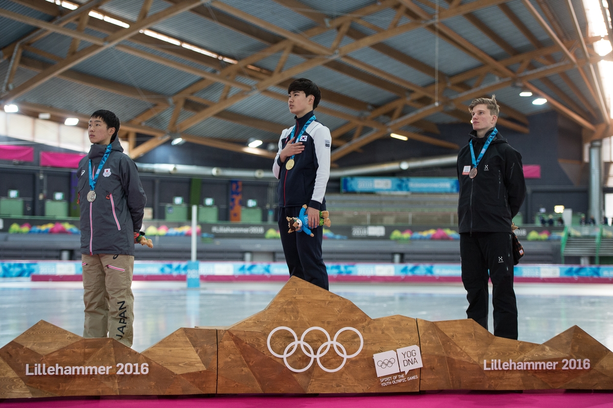 Welgeteld één keer werd de Nederlandse vlag gehesen op de Jeugdspelen in Lillehammer, met dank aan de bronzen Daan Baks (Foto: YIS/Thomas Lovelock)