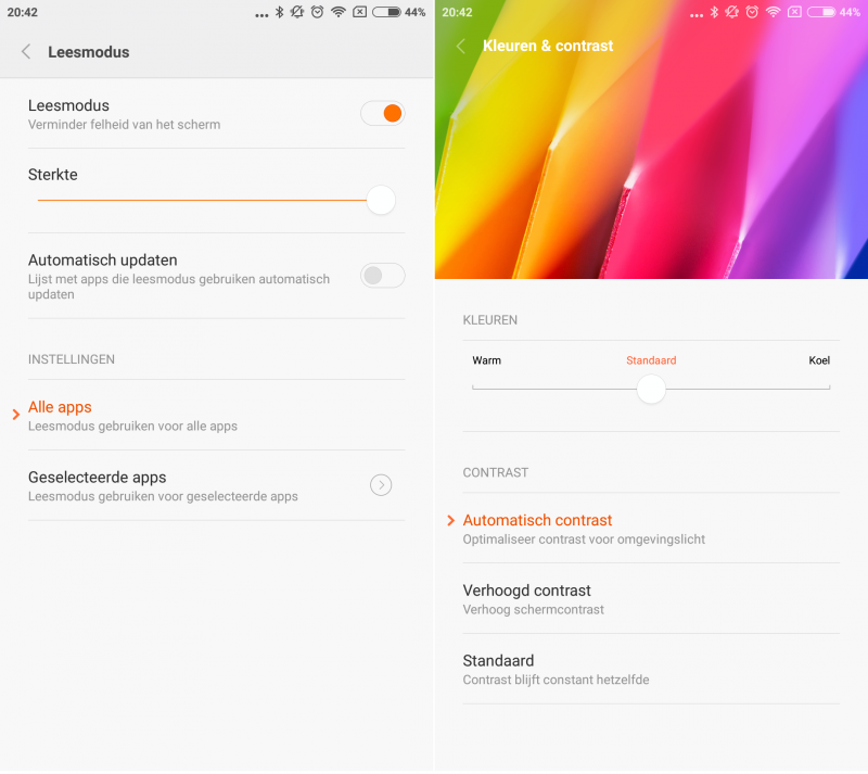 Xiaomi redmi note 3 scherminstellingen