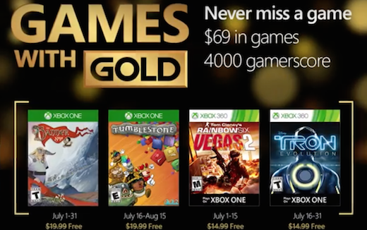Xbox Games with Gold juli 2016