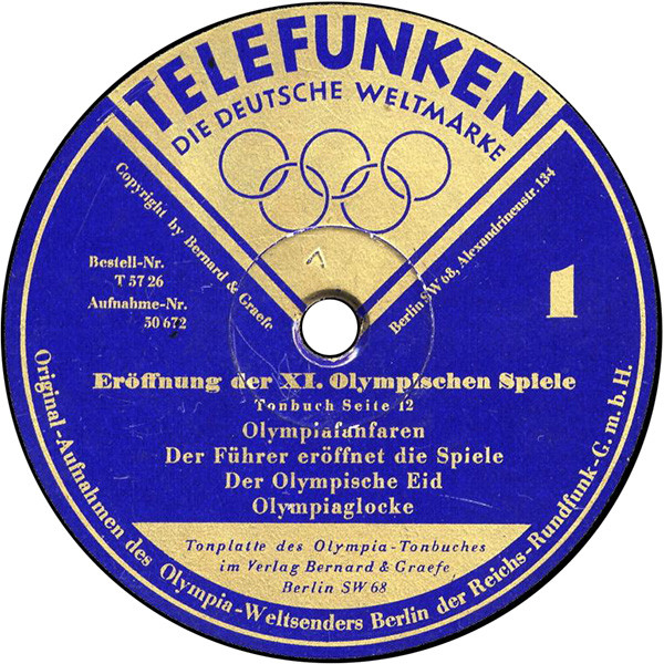 1936 - Unknown Artist - Fanfaren Zur Eröffnungs- Und Schlußfeier Der XI. Olympischen Spiele Und Zu Den Rundfunkweltsendungen