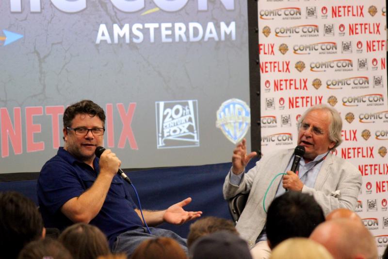 Sean Astin en Sylvester McCoy tijdens Amsterdam Comic Con