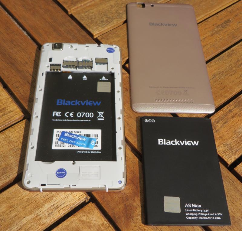 Blackview A8 Max unboxing Achter batterij