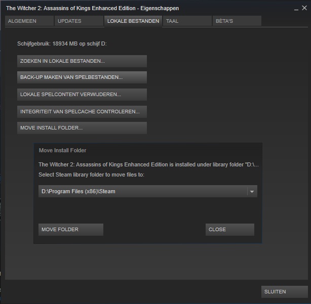 Steam-update: Verplaats installatiefolder