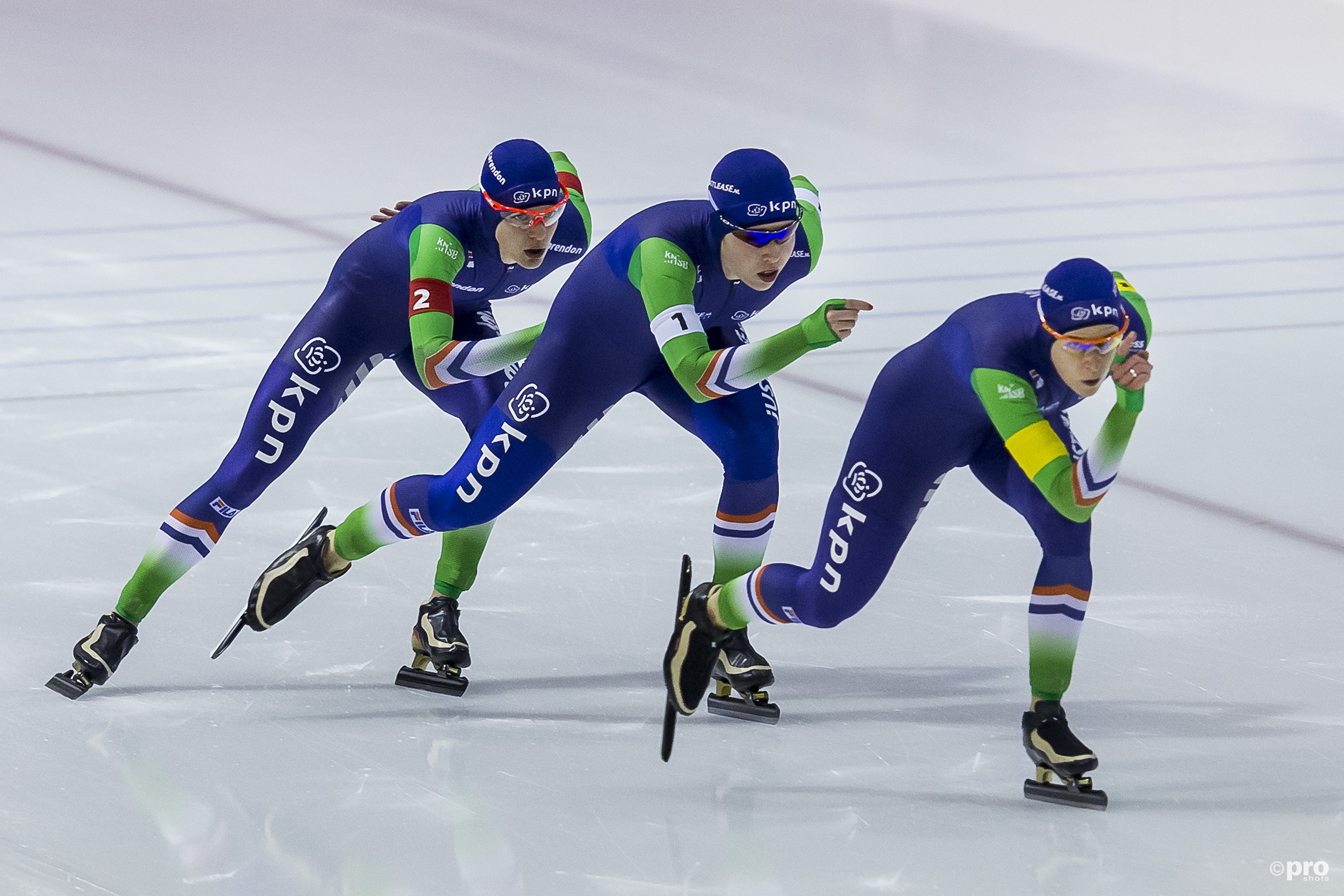 Nederland is al jaren het toonaangevende land op de ploegenachtervolging, vrijwel altijd met Ireen Wüst erbij (Pro Shots/Erik Pasman)