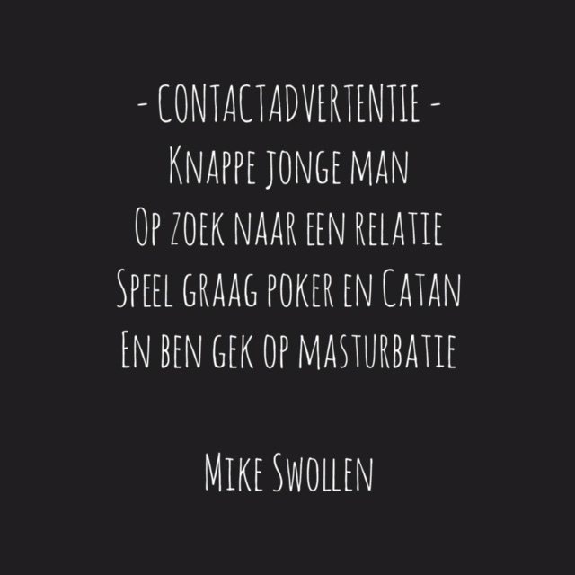 Swollinski gedicht Contactadvertentie (Foto: Mike)
